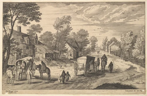 Path Through a Village by Aegidius Sadeler II, print, 1568-1629