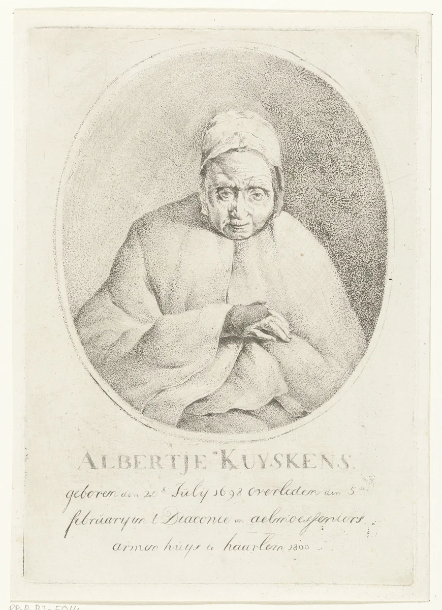 Portret van Albertje Kuyskens by Hermanus van Brussel, print, 1800-1802