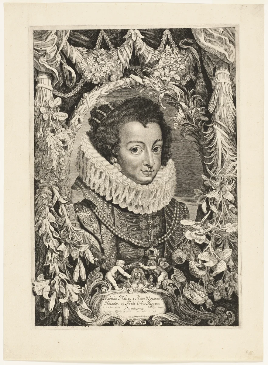 Elisabeth of Bourbon, Queen of Spain, plate 13 from Duces Burgundiae (Dukes of Burgundy) by Jacob Louys, print, 1644