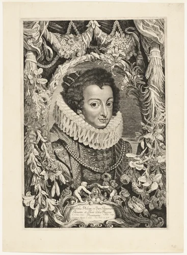 Elisabeth of Bourbon, Queen of Spain, plate 13 from Duces Burgundiae (Dukes of Burgundy) by Jacob Louys, print, 1644