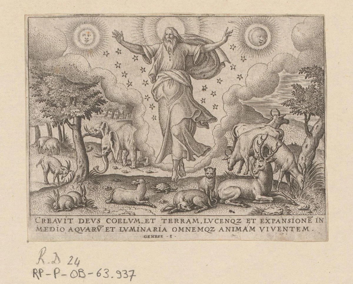 Schepping van de wereld by anonymous, print, 1569