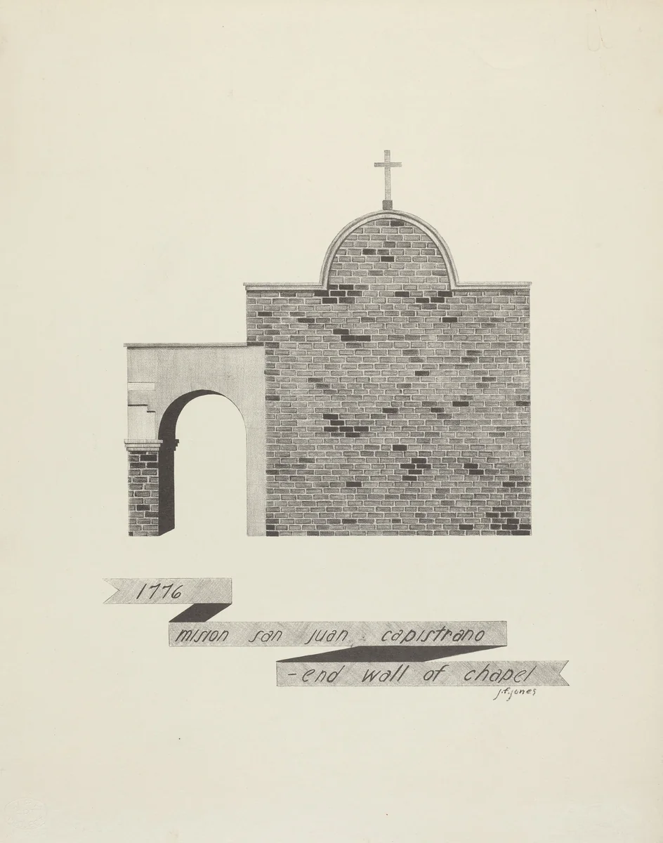 Mision San Juan Capistrano - End of Chapel Wall by James Jones, index of american design, 1935-1942