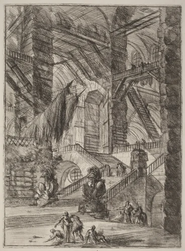 The Staircase with Trophies by Giovanni Battista Piranesi, print, 1750-1758