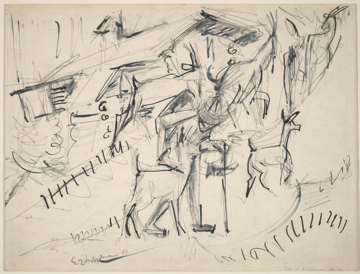 Goatherd with Goats by Ernst Ludwig Kirchner, drawing, 1917