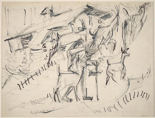Goatherd with Goats by Ernst Ludwig Kirchner, drawing, 1917