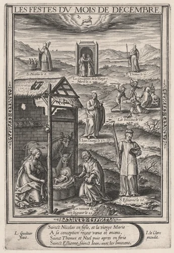 Les Festes du mois de Decembre (December: The Nativity) by Léonard Gaultier; Jean Leclerc, print, 1603