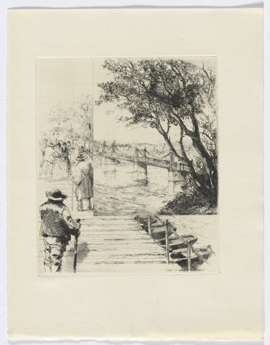 Frédéric Mistral: Mémoires et Recits by Frédéric Mistral: figures on a pier (insert after p.216) by Auguste Brouet, other, 1937