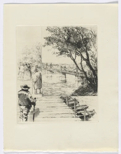 Frédéric Mistral: Mémoires et Recits by Frédéric Mistral: figures on a pier (insert after p.216) by Auguste Brouet, other, 1937