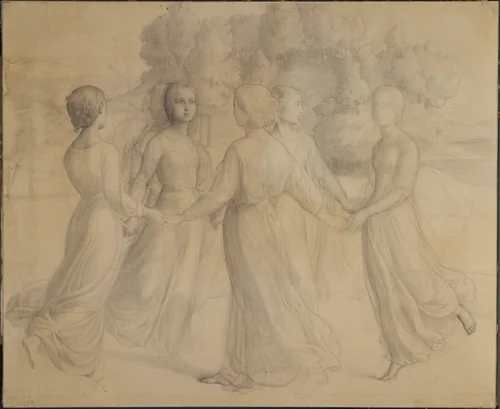 "The Round Dance" or "Rays of Sunlight" by Anne-François-Louis Janmot, drawing, 1835-1855