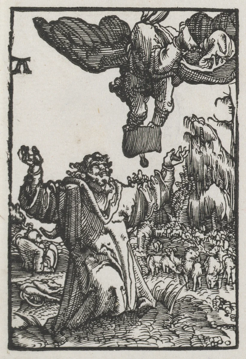 The Fall and Redemption of Man: The Message of the Angel to Joachim by Albrecht Altdorfer, print, 1515