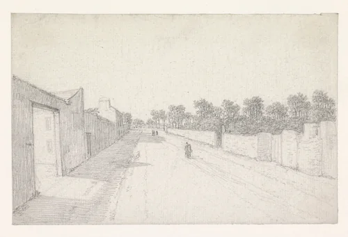 Landweg tussen muren by Georges Michel, drawing, 1773-1843