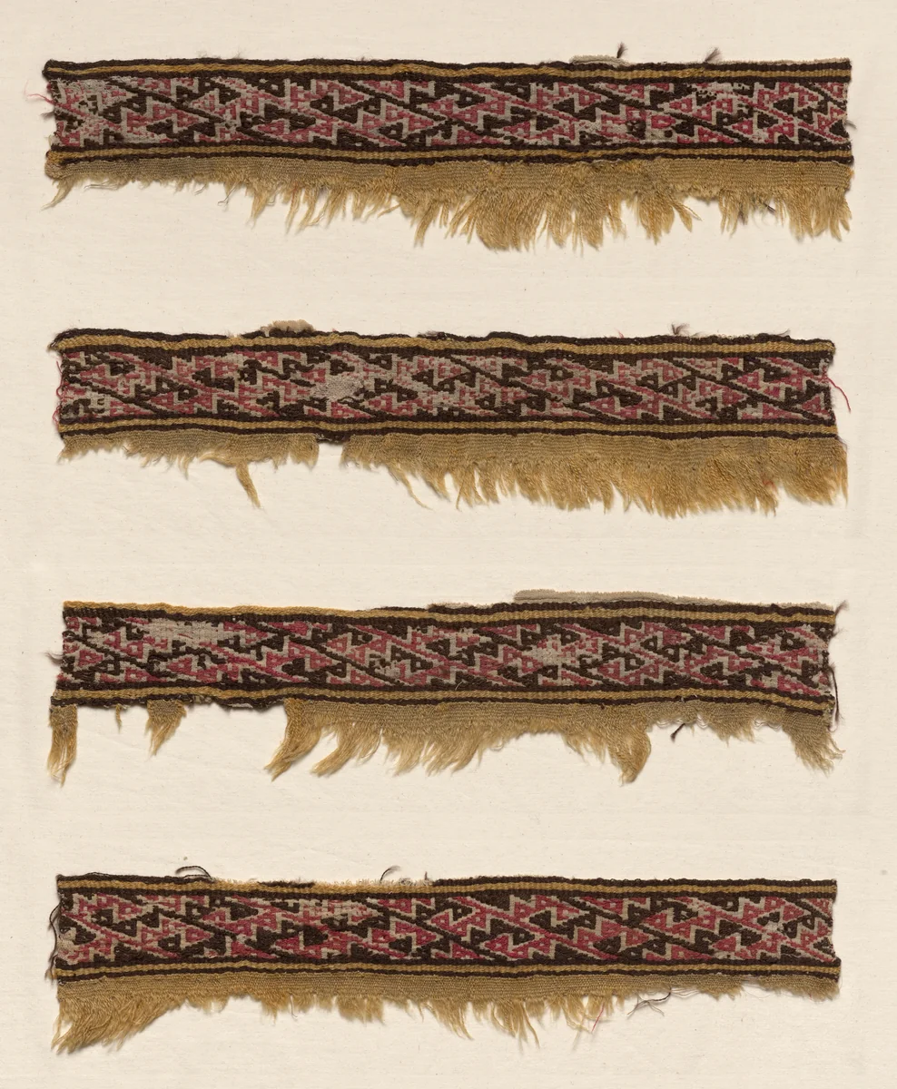 Four Border Strips by Unknown, textile, 1100-1400