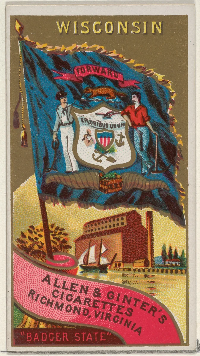Wisconsin, from Flags of the States and Territories (N11) for Allen & Ginter Cigarettes Brands by Allen & Ginter, print, 1888