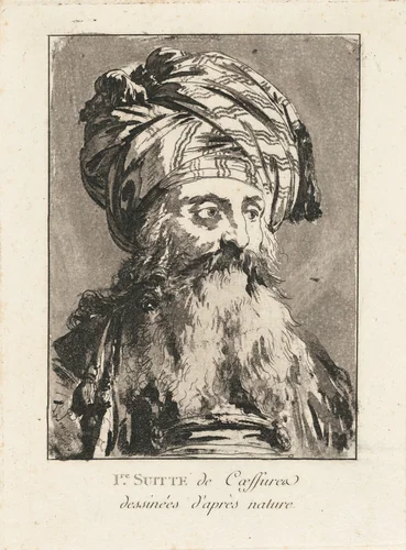 Head of a Turbaned Man by Jean Baptiste Le Prince, print, 1768