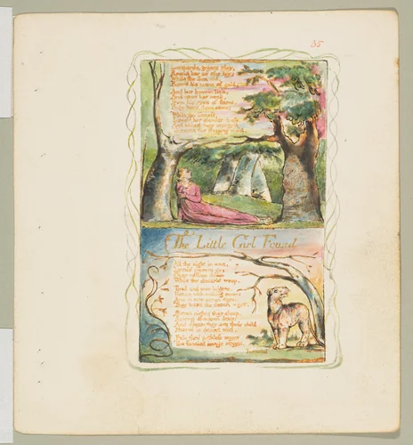 Songs of Experience: The Little Girl Lost (second plate); The Little Girl Found by William Blake, print, 1789-1825