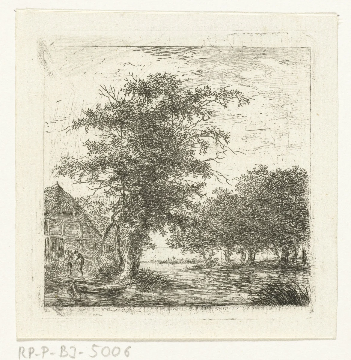 Rivier in boomrijk landschap by Hermanus van Brussel, print, 1800-1815