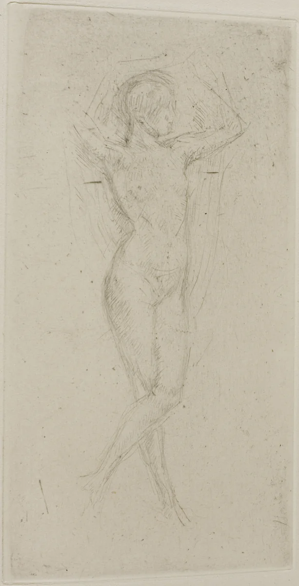 Nude Girl with Arms Raised by James McNeill Whistler, print, 1873-1878