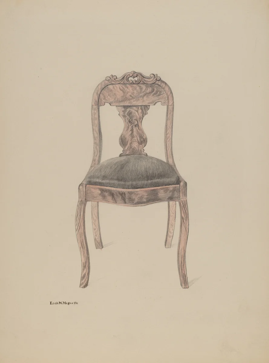 Fiddle-back Chair by Edith Magnette, index of american design, 1937