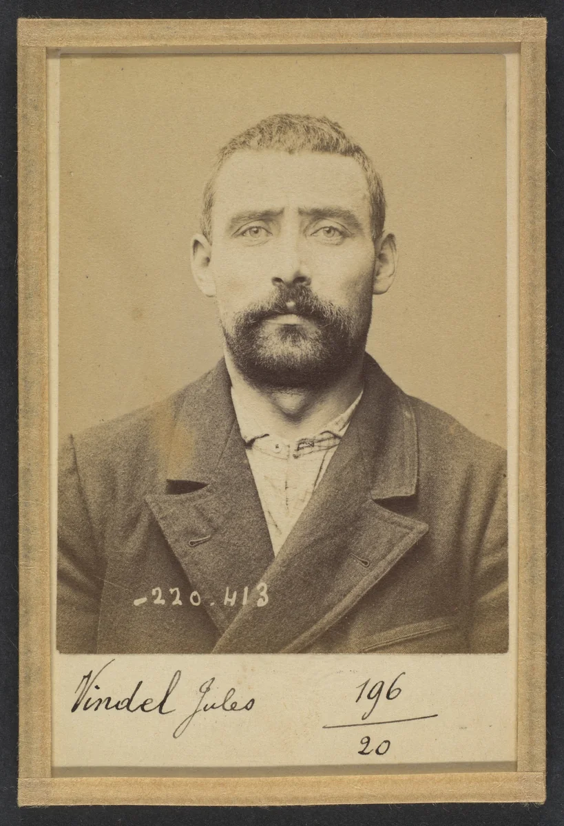 Vendel. Jules. 34 (ou 33) ans, né le 2/4/61 à Chevry (Ain). Garçon de cuisine. Anarchiste. 2/7/94. by Alphonse Bertillon, photograph, 1894