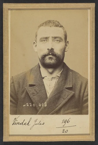Vendel. Jules. 34 (ou 33) ans, né le 2/4/61 à Chevry (Ain). Garçon de cuisine. Anarchiste. 2/7/94. by Alphonse Bertillon, photograph, 1894