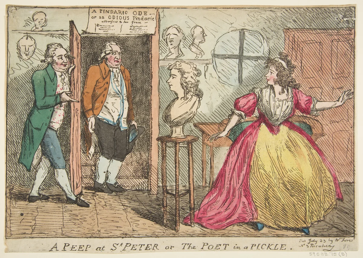 A Peep at St. Peter or The Poet in a Pickle by anonymous, print, 1789