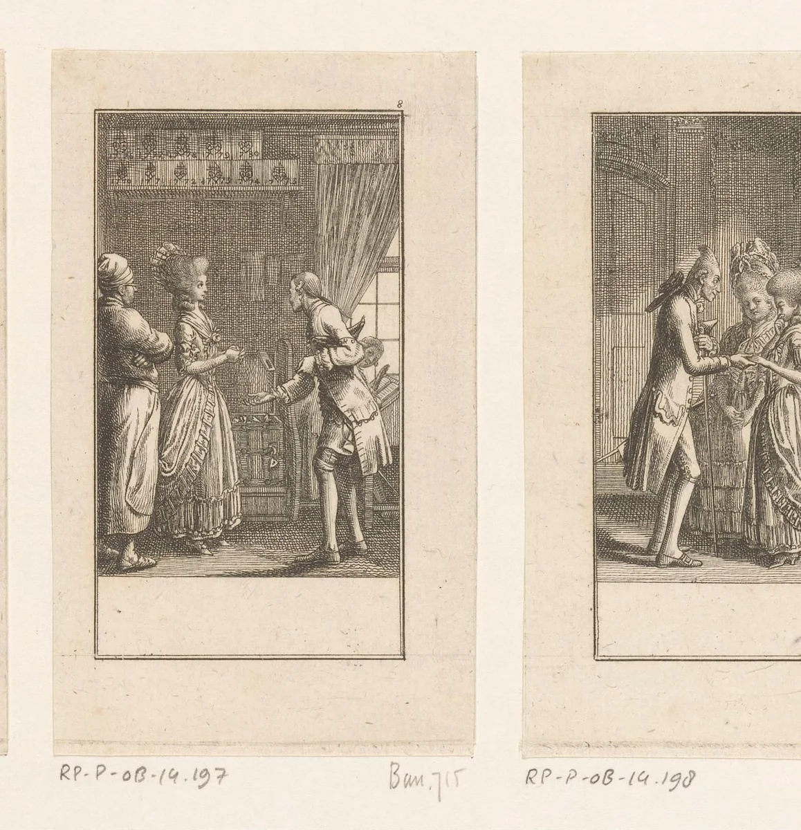 Huwelijksaanzoek van een vrek by Daniel Nikolaus Chodowiecki, print, 1780