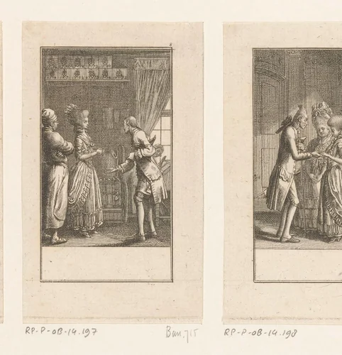 Huwelijksaanzoek van een vrek by Daniel Nikolaus Chodowiecki, print, 1780