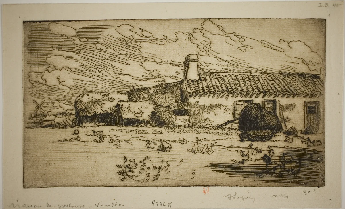 Fisher's House, St. Jean-de-Mont by Louis Auguste Lepère, print, 1892