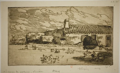 Fisher's House, St. Jean-de-Mont by Louis Auguste Lepère, print, 1892