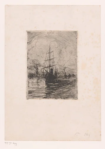 Riviergezicht met stoomschip by Maurice Hagemans, print, 1862-1910