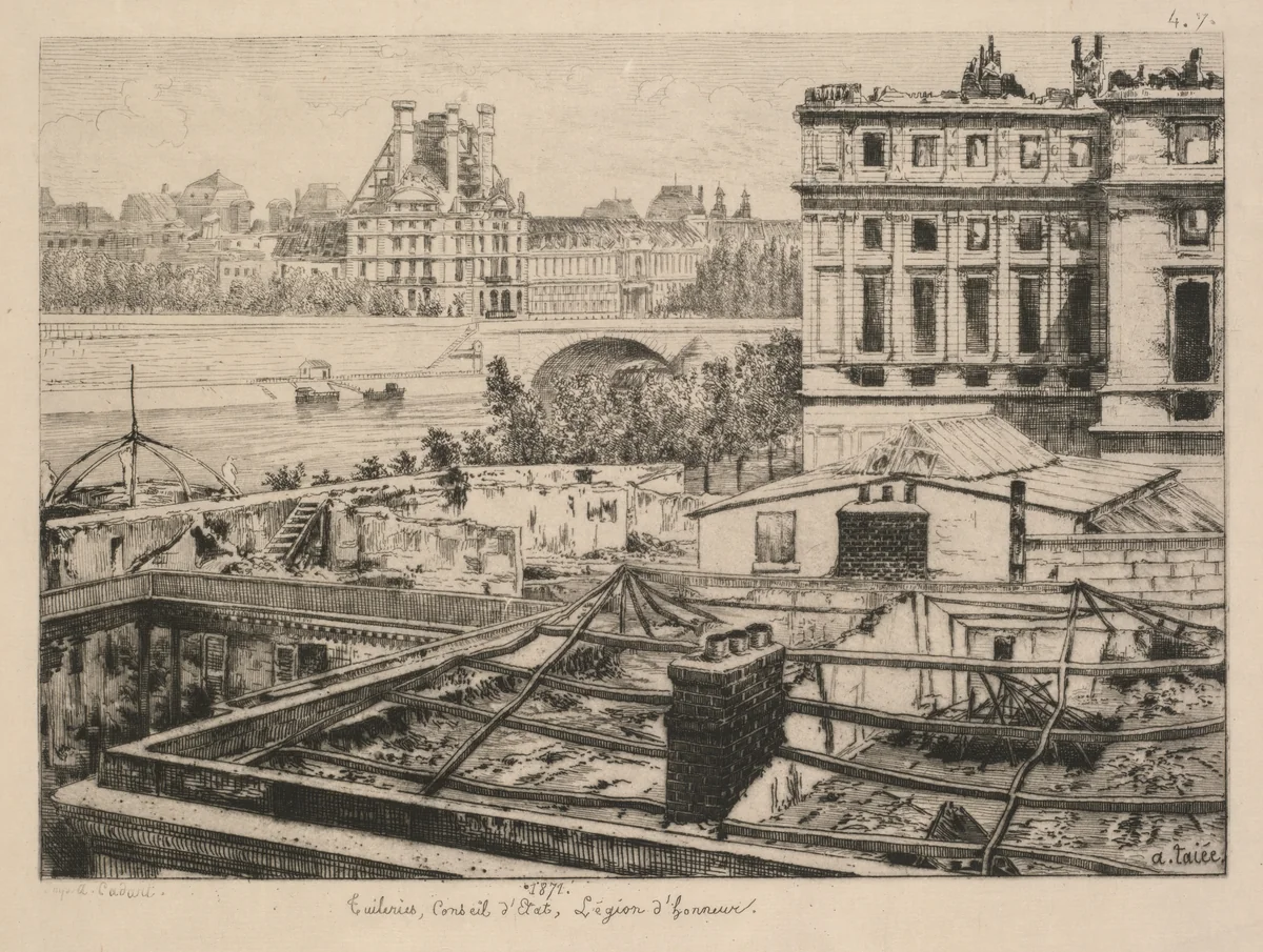 Tuileries, Conseil d'Etat, Legion d'honeur by Alfred Taiée, print, 1871