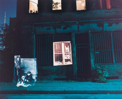 Mulackstrasse 32: Slide Projections of Former Jewish Residents and Hebrew Reading Room, 1932, Berlin by Shimon Attie, photograph, 1992