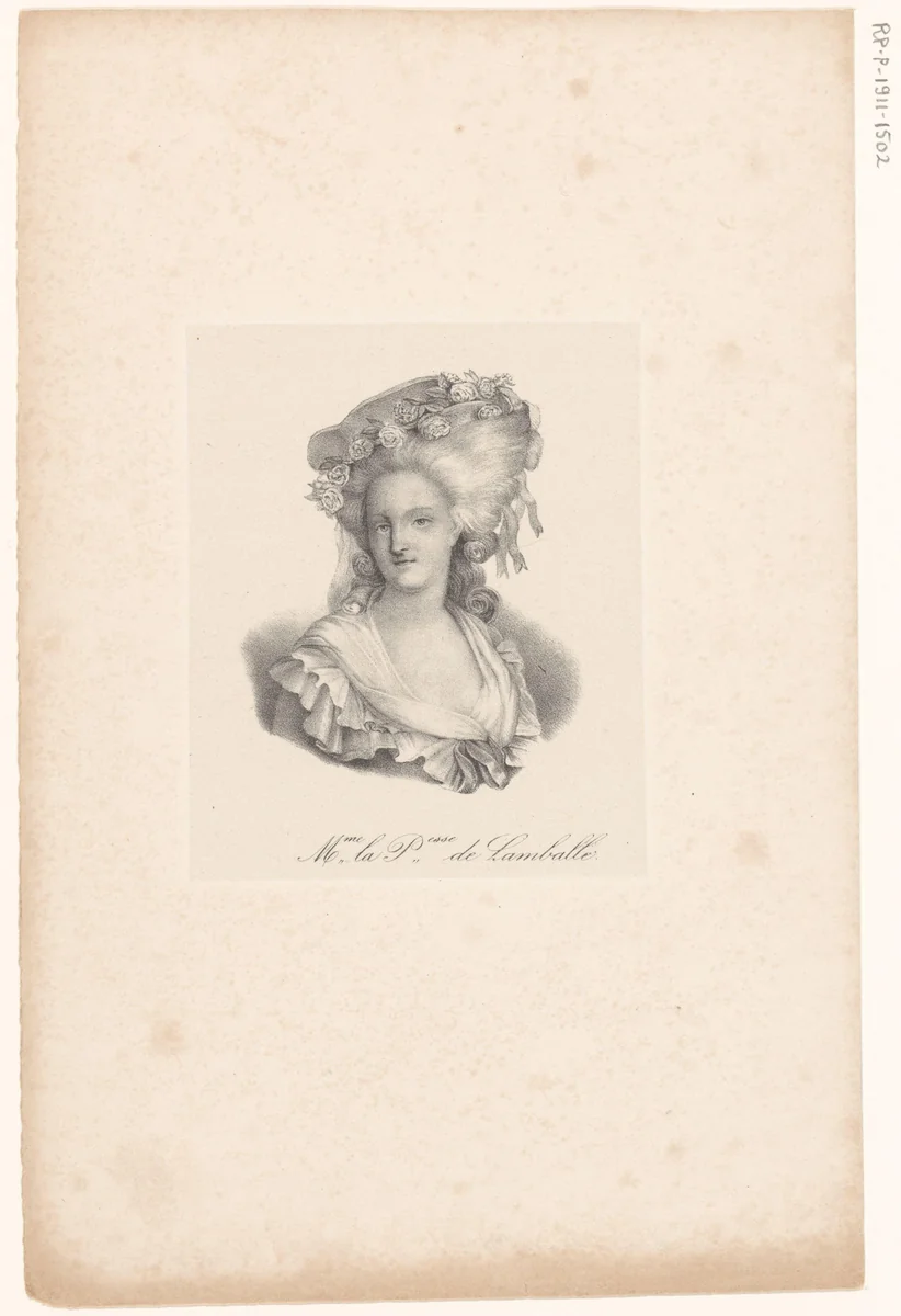 Portret van Maria Louise van Savoye, Prinses de Lamballe by anonymous, print, 1818-1842