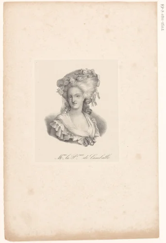 Portret van Maria Louise van Savoye, Prinses de Lamballe by anonymous, print, 1818-1842