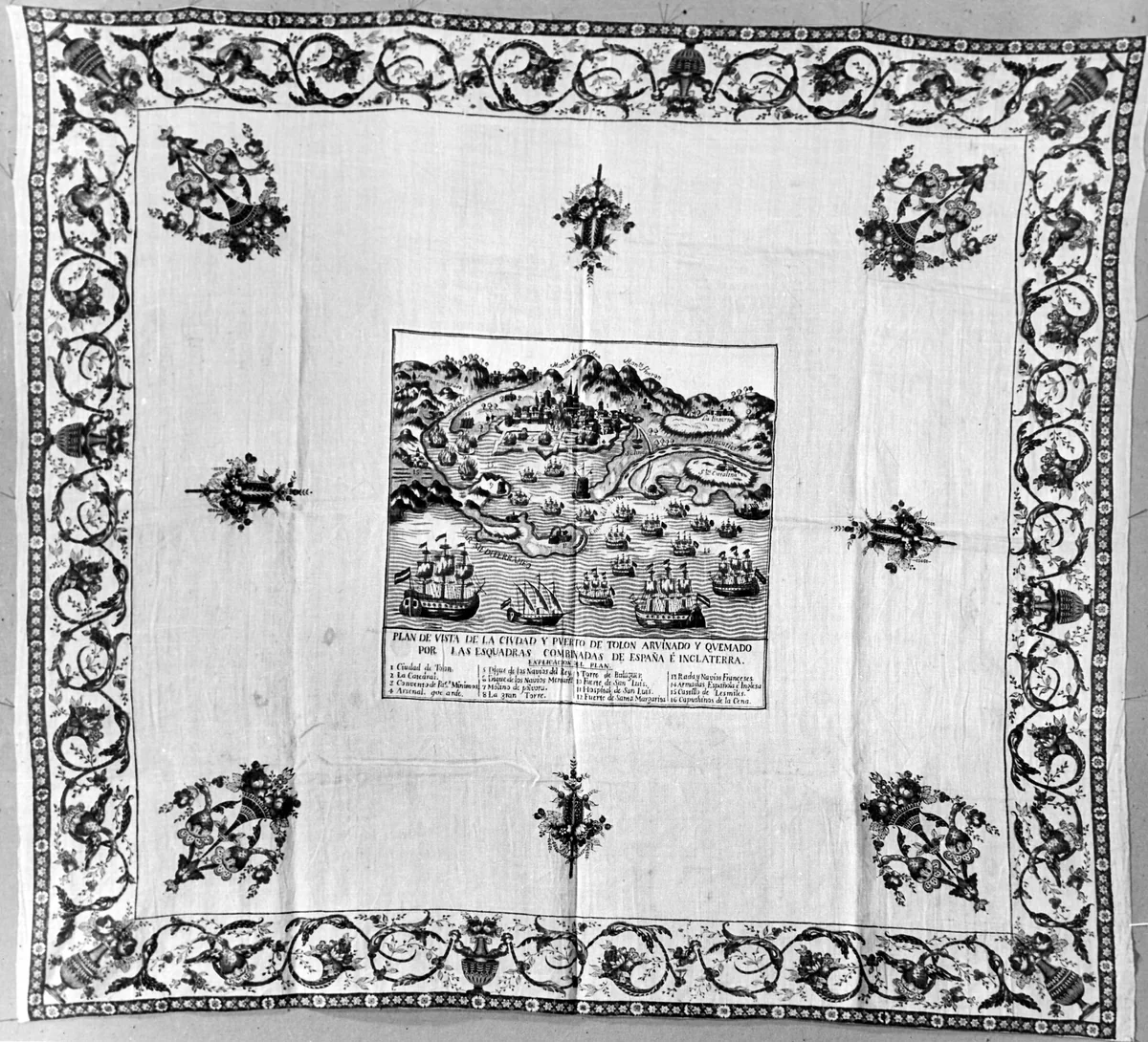 Handkerchief by Spain, textile, 1780-1800