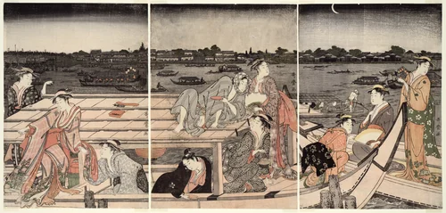 Pleasure-Boating on the Sumida River by Kitagawa Utamaro (喜多川歌麿), print, 1783-1790