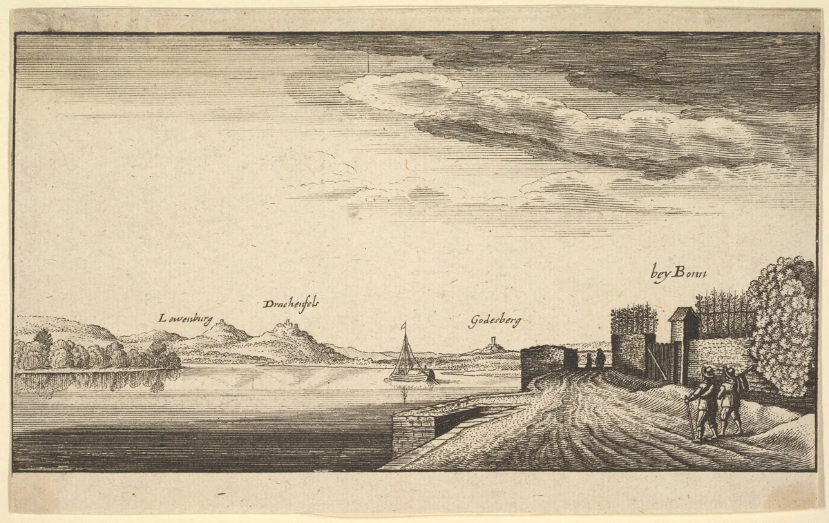 The Rhine near Bonn [copy] by Abraham Aubri, print, 1644-1677