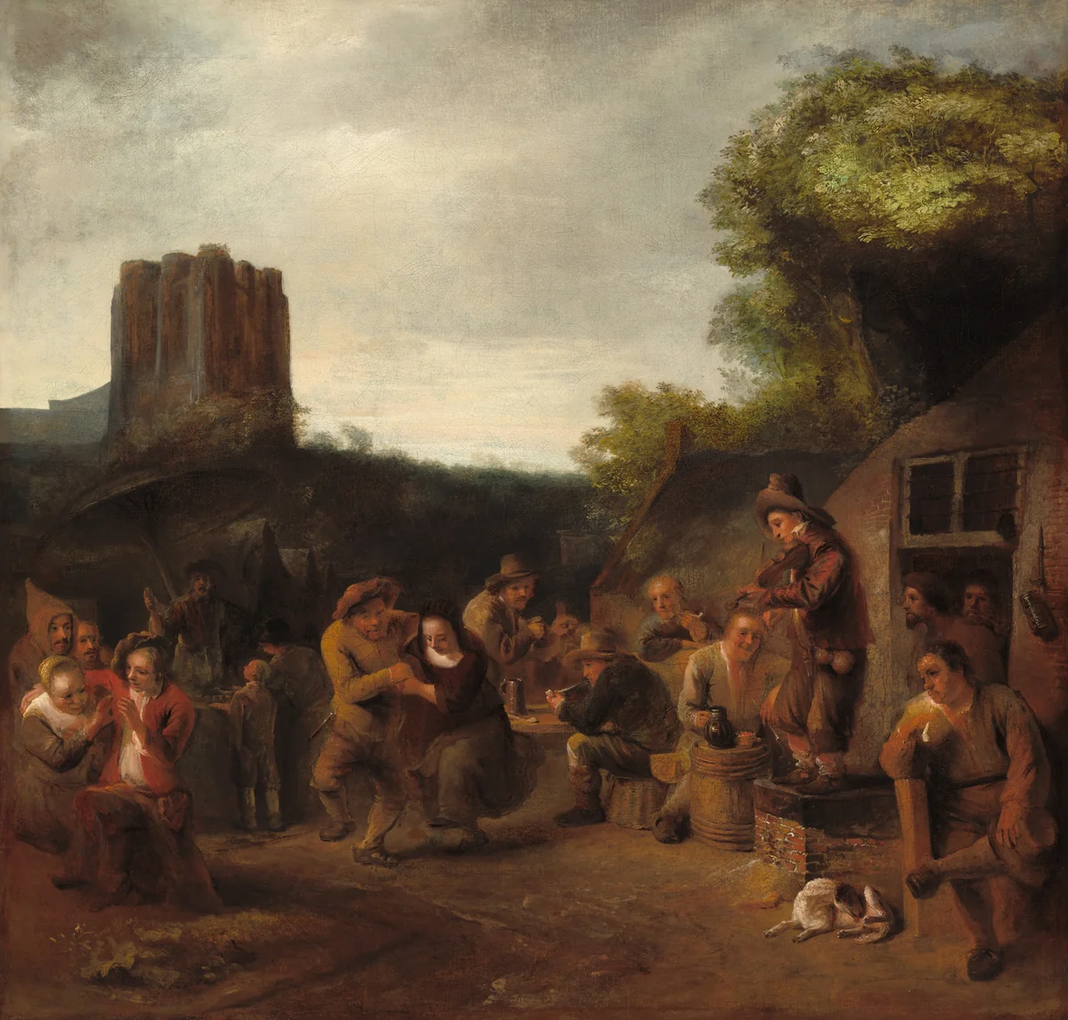 Conviviality Near the Inn by Constantijn van Renesse, painting, 1650-1653