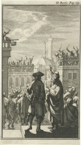 Maaneclips te Mosul by Jan Luyken, print, 1689