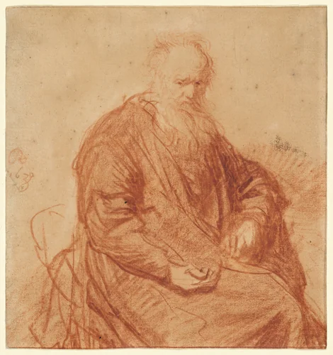 Seated Old Man by Rembrandt van Rijn, drawing, 1630