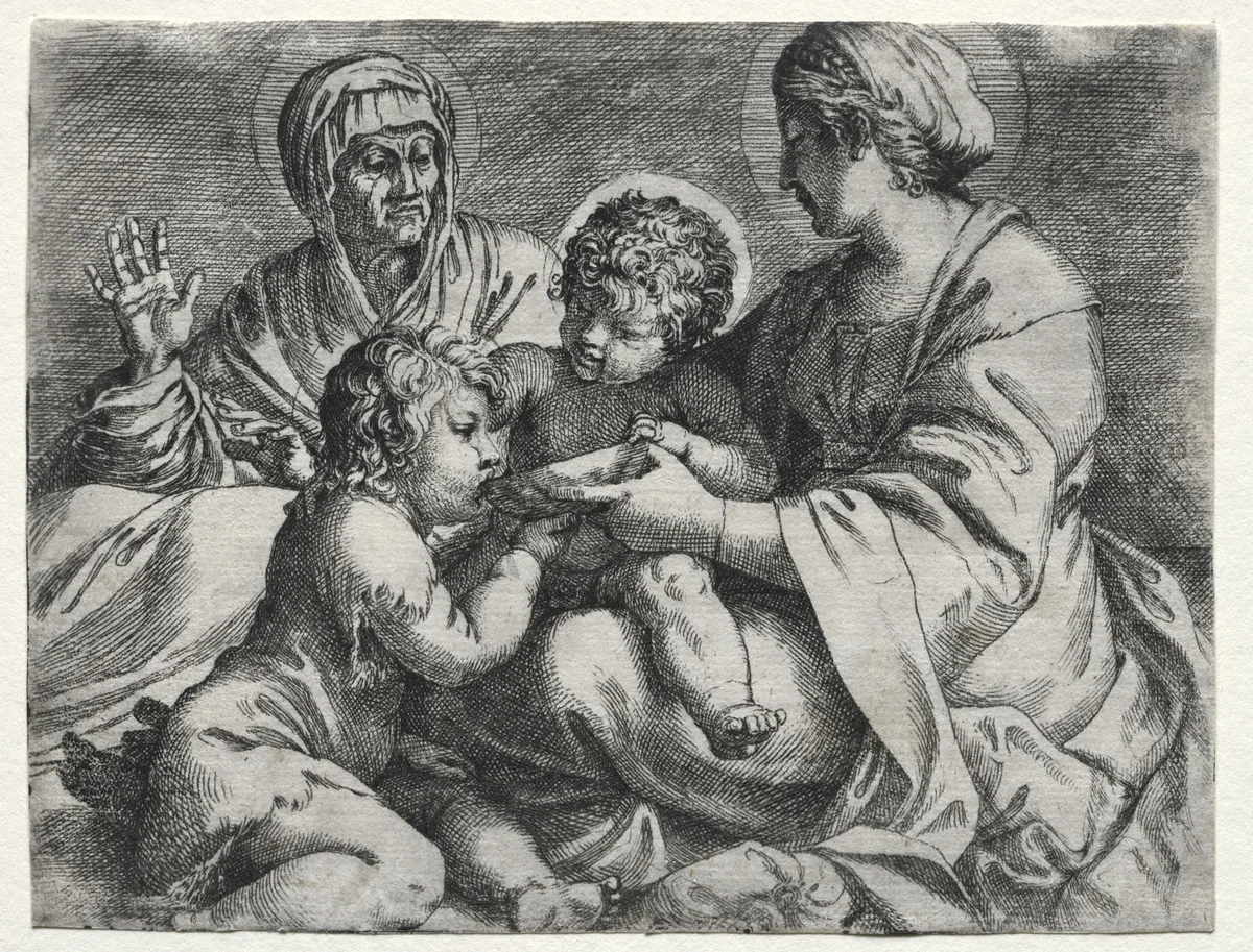 Virgin with the Bowl by Annibale Carracci, print, 1400-1499