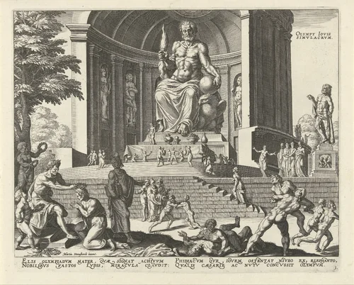 Standbeeld van Zeus in Olympia by anonymous, print, 1572