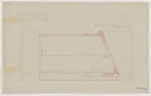 Design for Telefunken Record Player, Record-player cabinet. Three elevations and section. by Lilly Reich, mies van der rohe archive, 1938