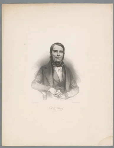 Portret van F.J. Snoeck by Joseph Schubert, print, 1847-1875