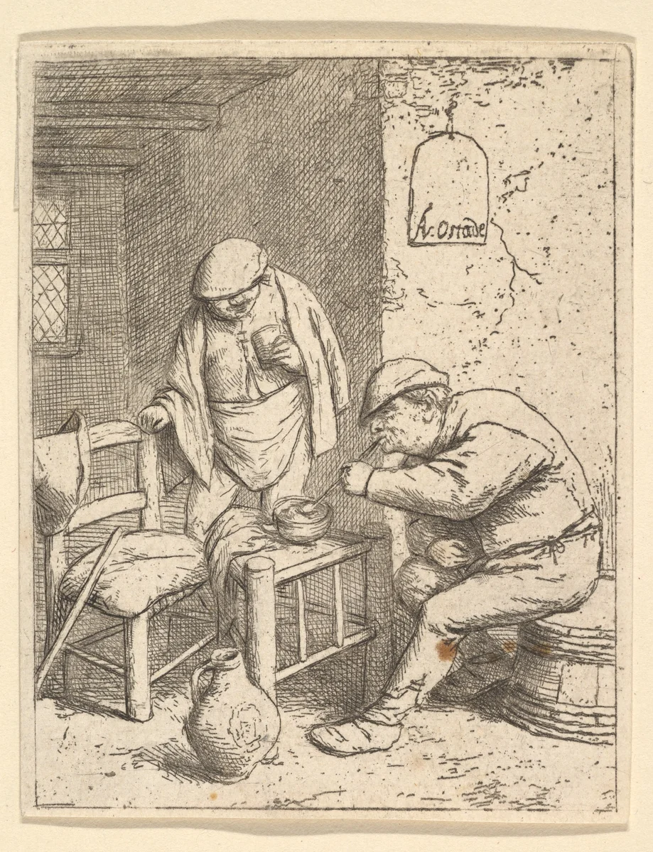 The Smoker and the Drinker by Adriaen van Ostade, print, 1682