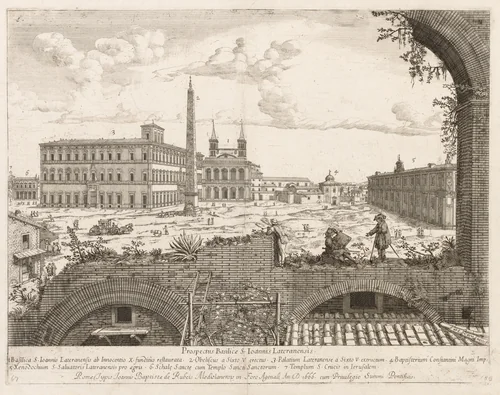 S. Giovanni in Laterano from "Prospectus Locurum Urbis Romae Insign[ium]" by Lievin Cruyl, print, 1666