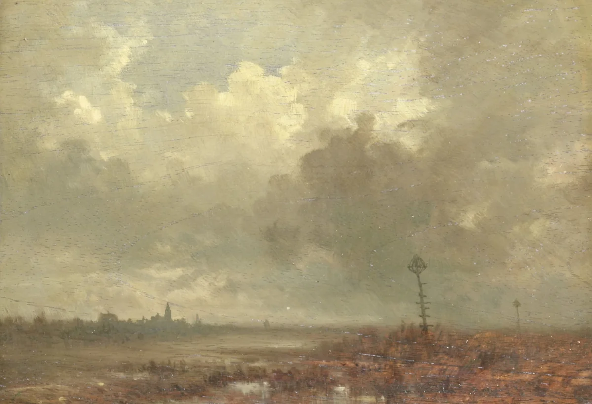 Riviergezicht bij avond by Adolphe Mouilleron, painting, 1880