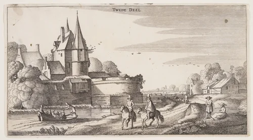 Country Road Along a Village with a Bastion, from Landscapes (Playsante Lantschappen) by Claes Jansz. Visscher II, print, 1641