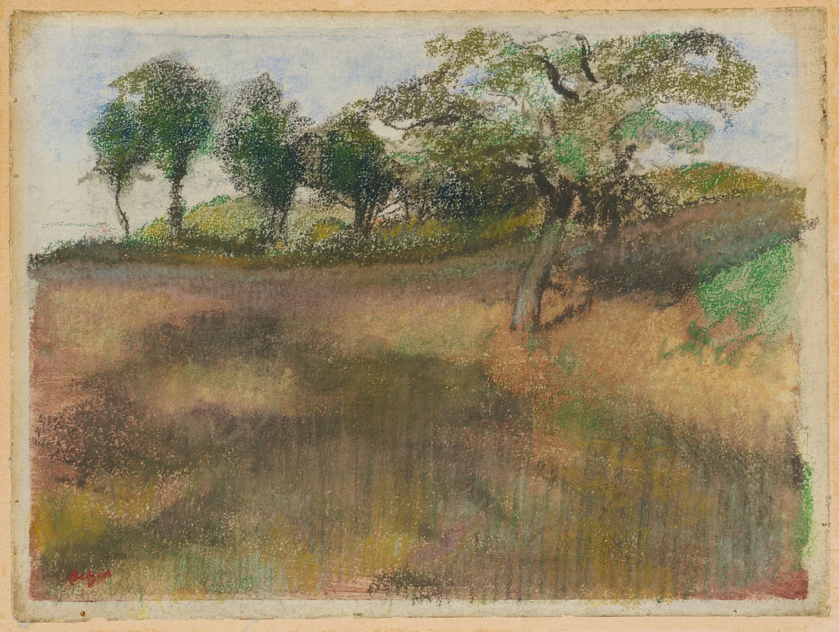 Ploughed Field Bordered by Trees by Edgar Degas, print, 1887-1897