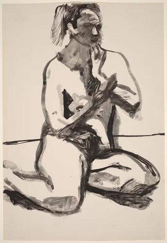 Untitled [seated female nude with hand to chin] by Richard Diebenkorn, drawing, 1955-1967
